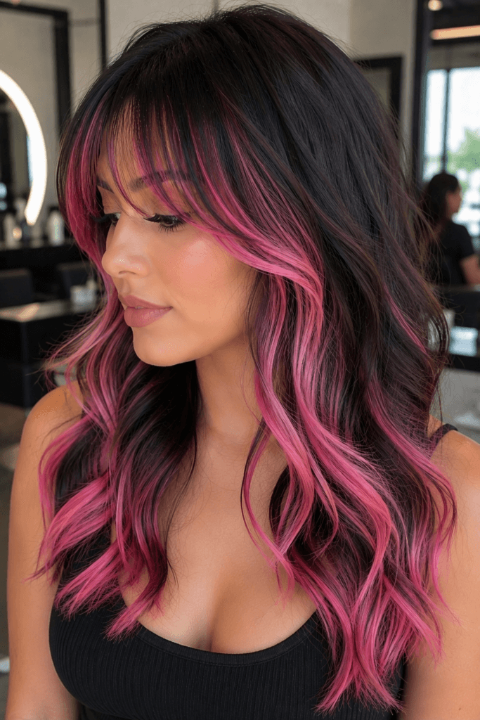 Candy pink peekaboo with bangs