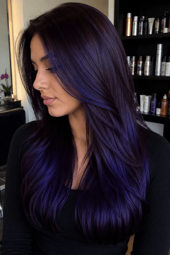 Dark purple with a blue undertone
