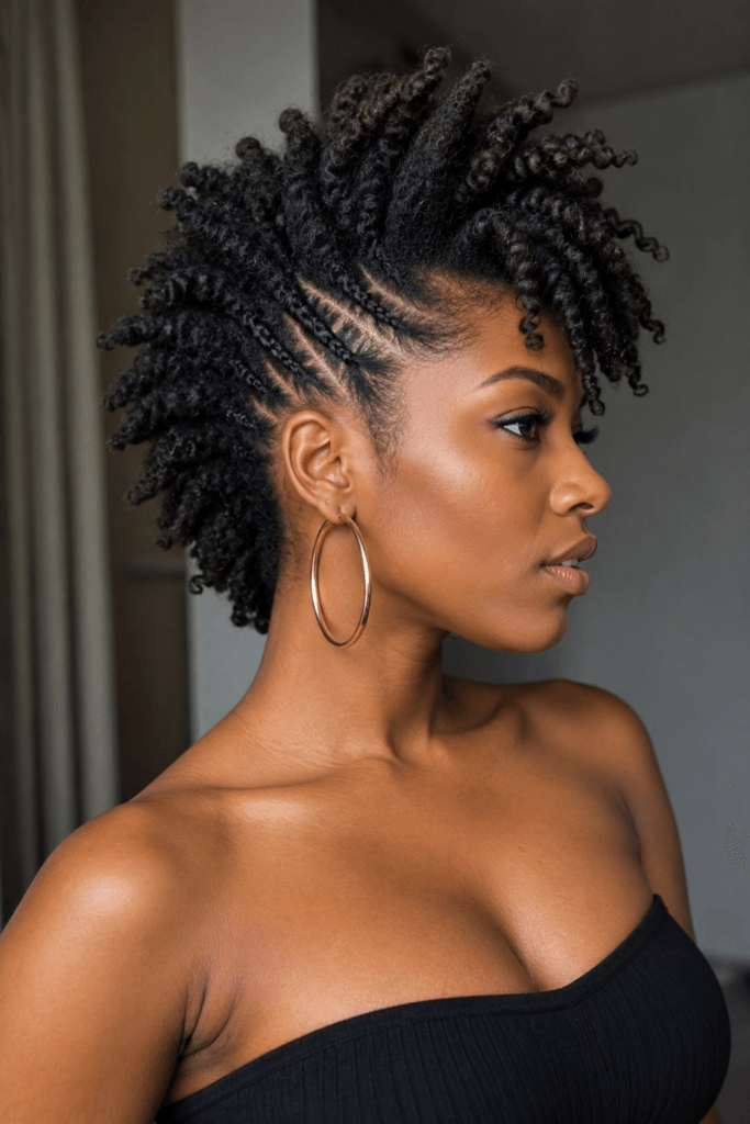 Faux hawk with twists