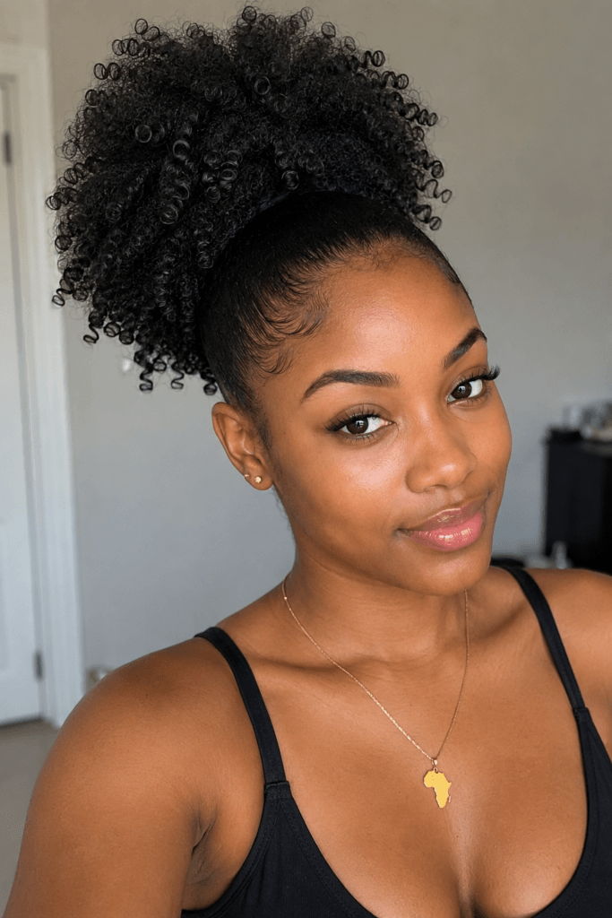 High ponytail with a puff