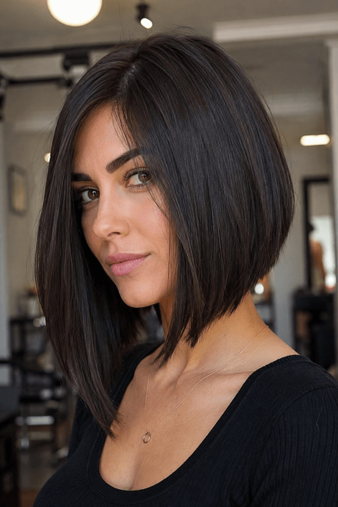 Long bob with angled front pieces