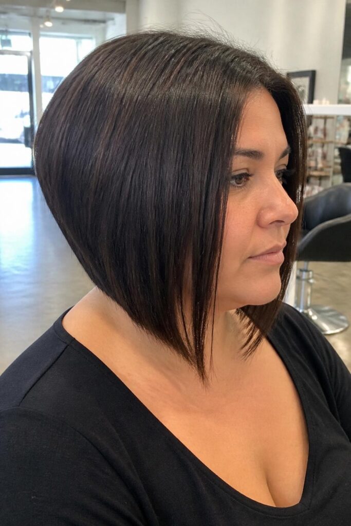 Angled bob with long front pieces