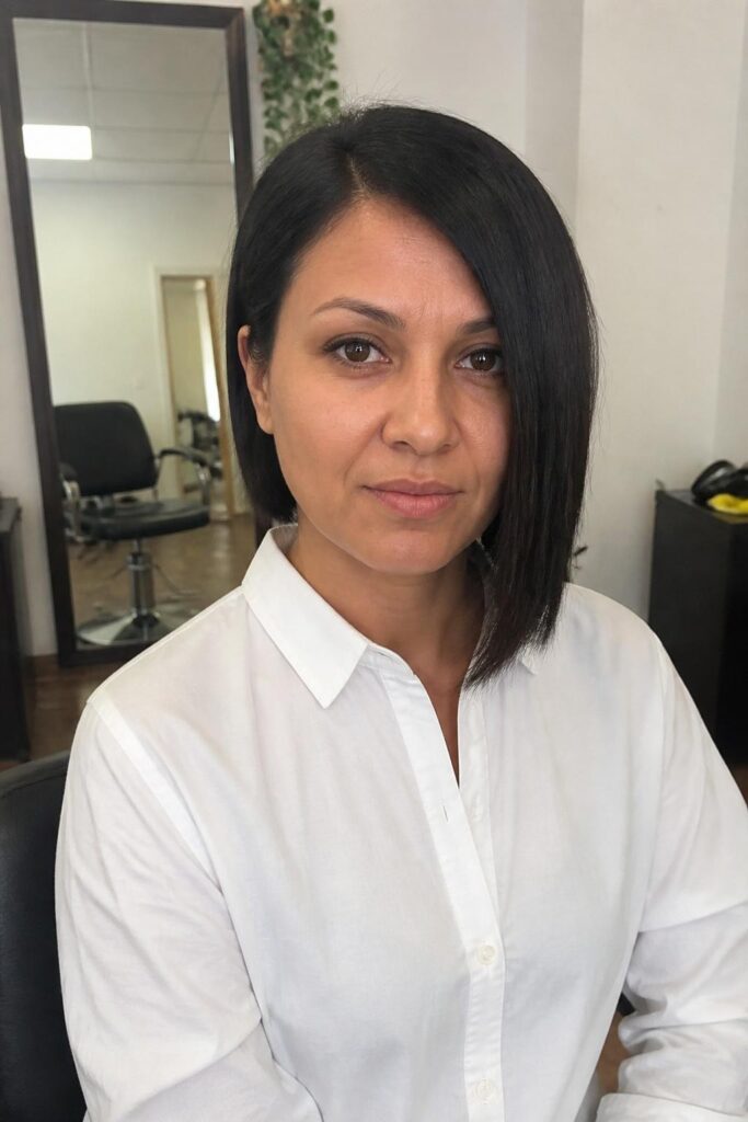 Asymmetrical hush cut