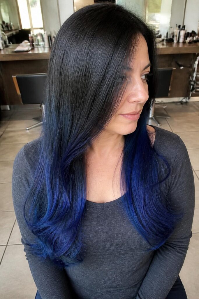 Black to blue ombre