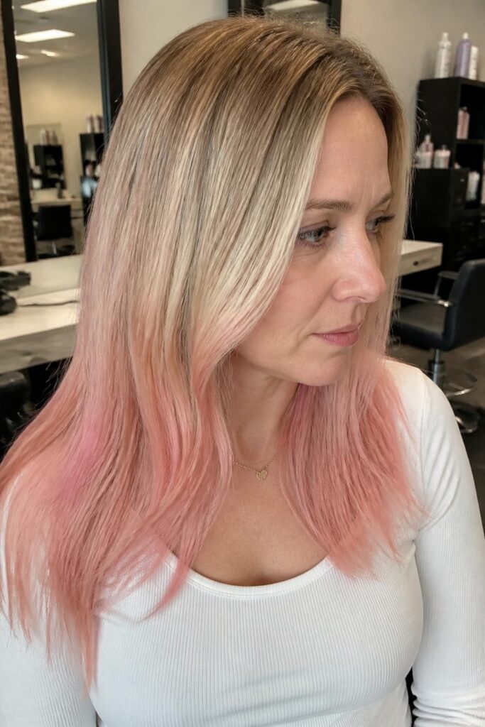Blonde to pastel pink ombre