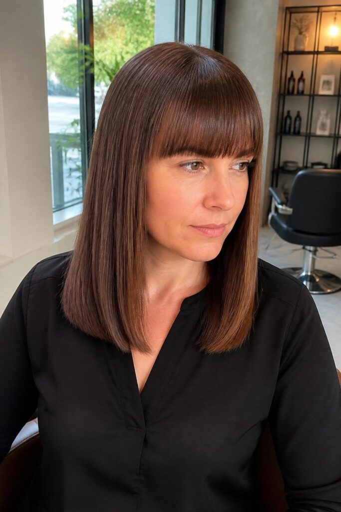 Blunt bangs with a shoulder length bob 683x1024 1