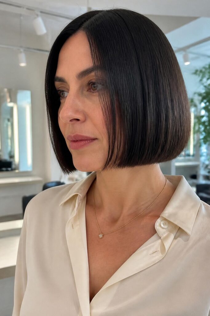 Blunt bob at chin length