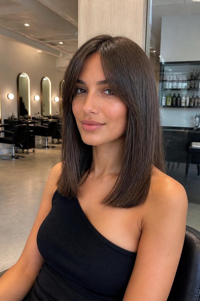 Blunt cut with soft layers and curtain bangs