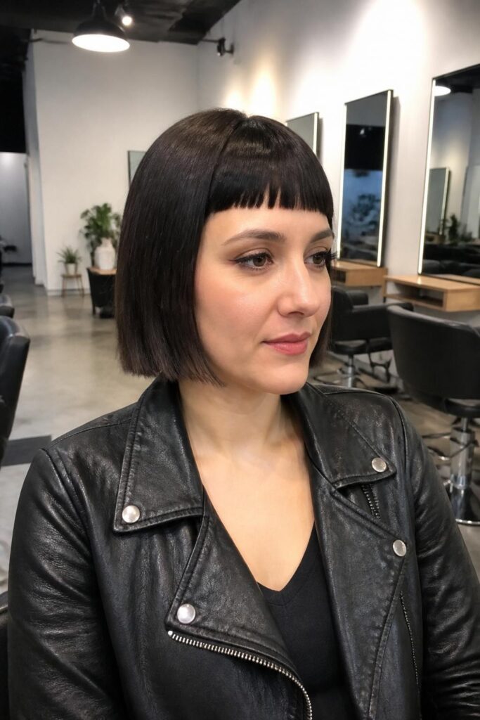Blunt hush cut with micro bangs