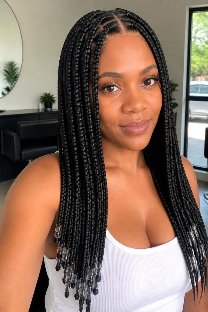 Box braids with beads
