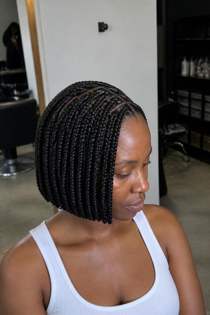 Braided bob with large knotless braids