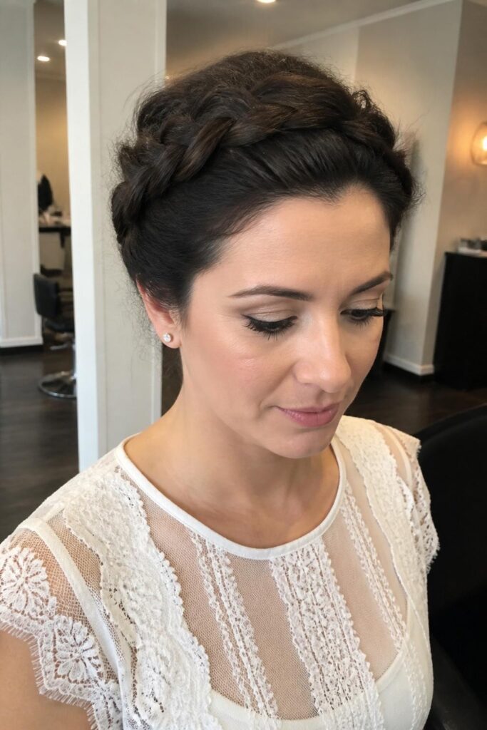 Braided crown updo
