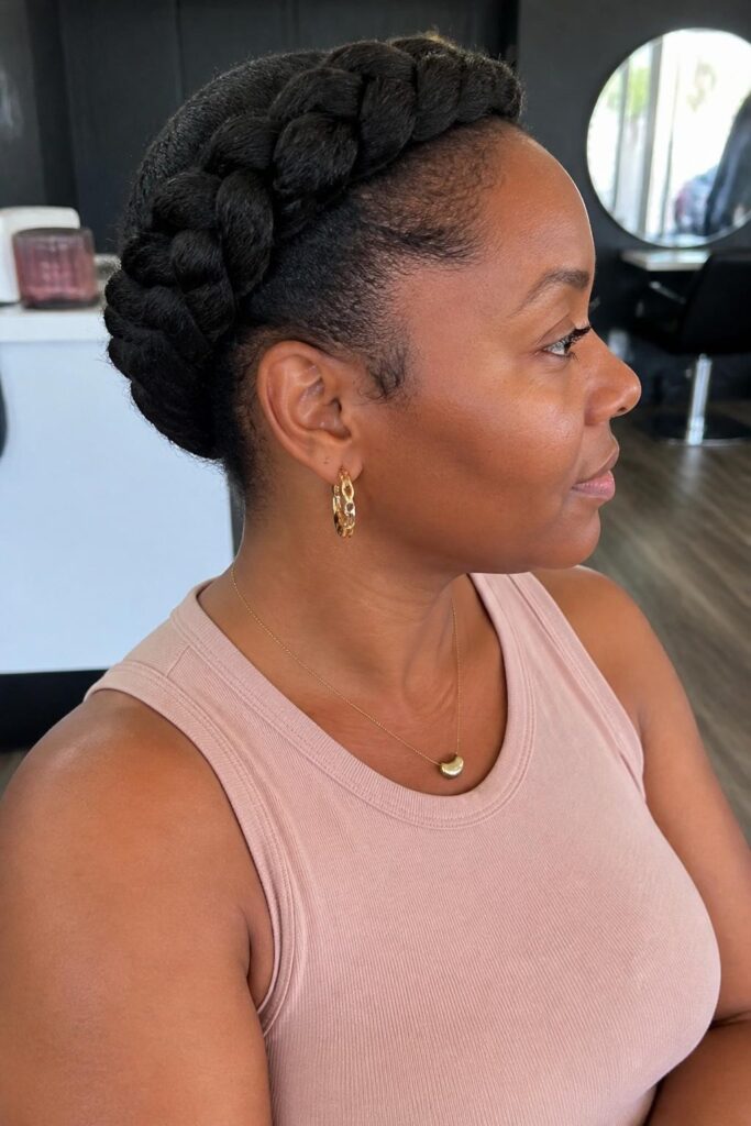 Braided crown updo