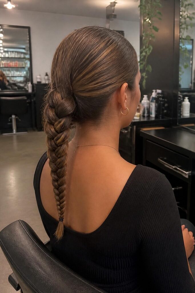 Braided low ponytail