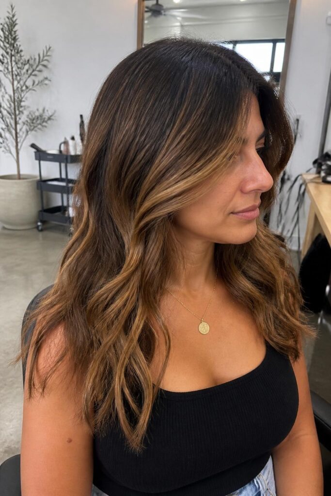 Caramel brown highlights