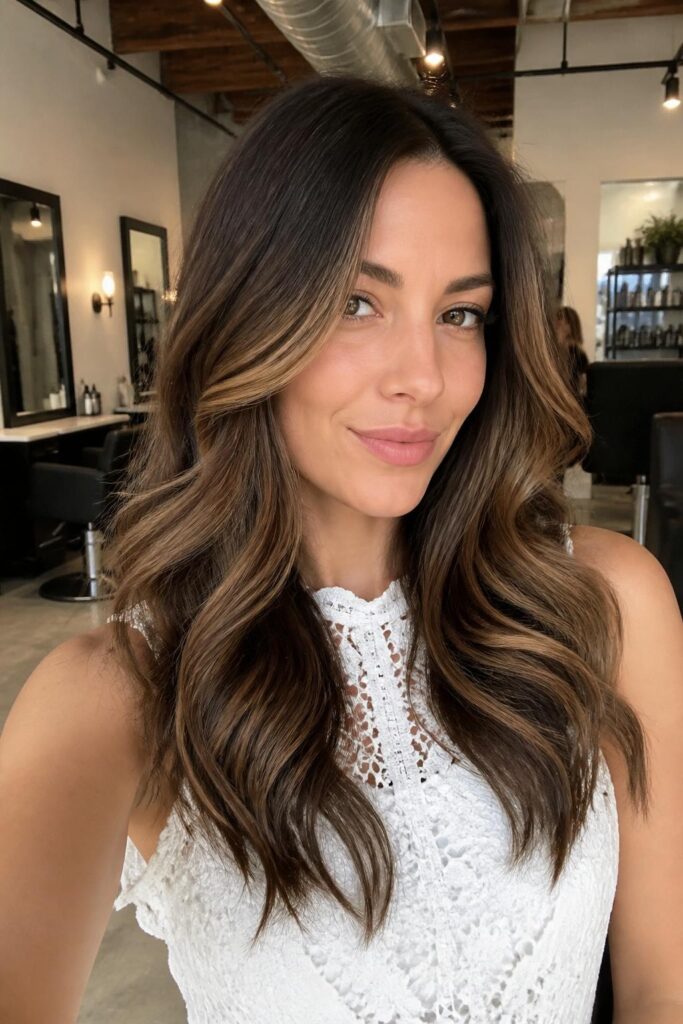 Chestnut highlights for fair neutral skin