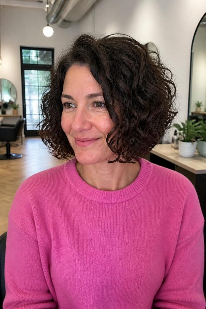 Chin-length curly bob