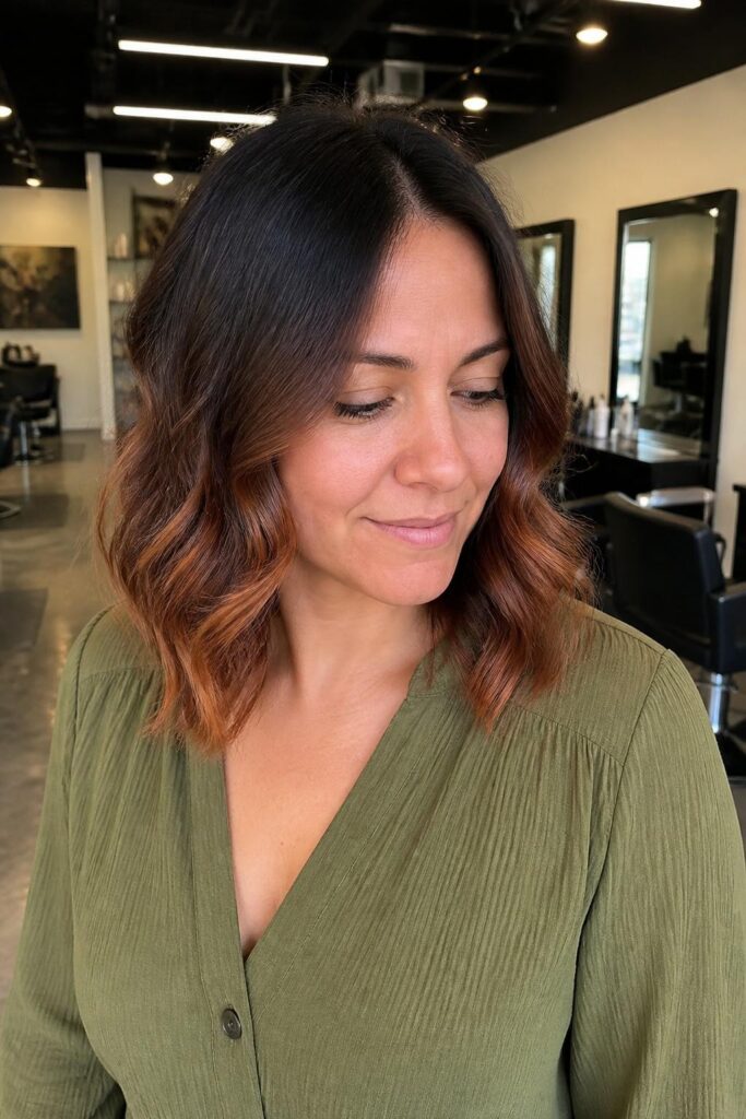 Chocolate to copper ombre
