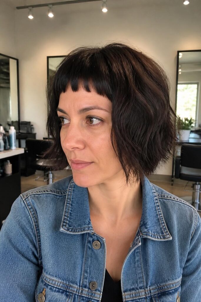 Choppy bob with baby bangs