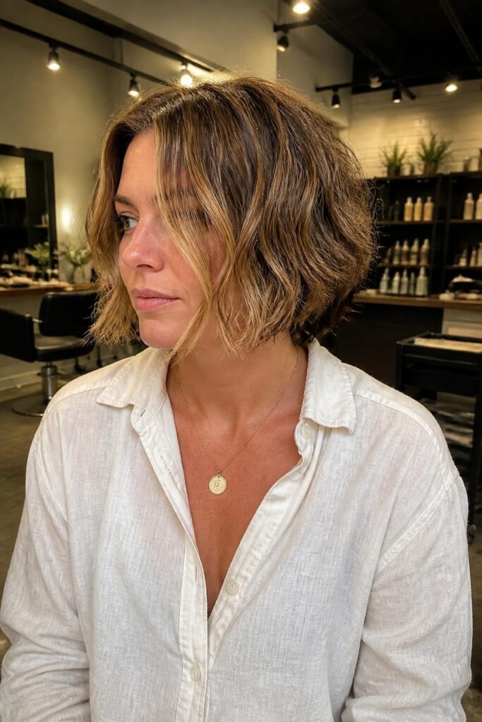 Choppy bob with beach waves
