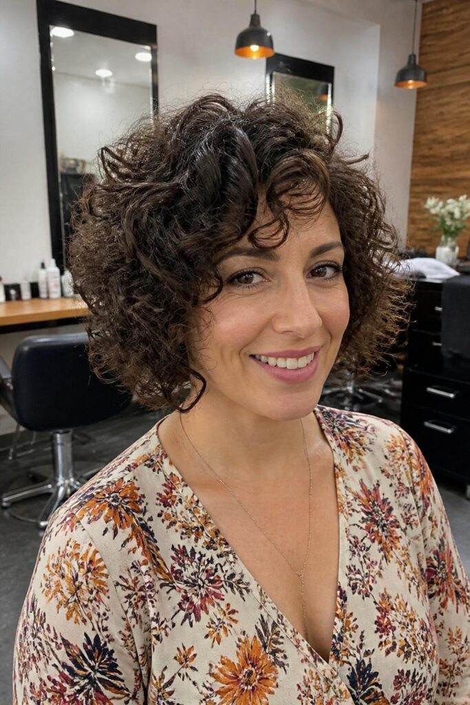 Choppy bob with curly texture