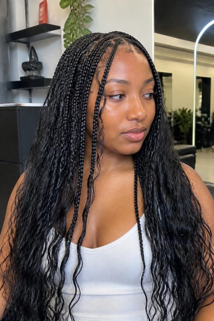 Classic long boho knotless braids