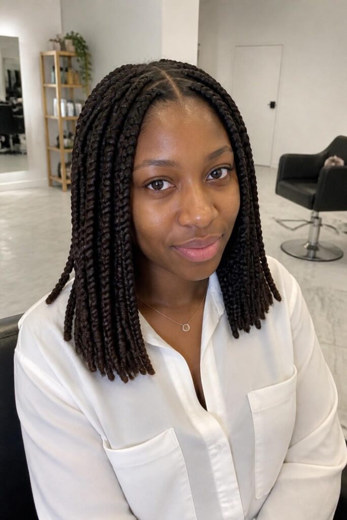Classic shoulder-length large knotless braids