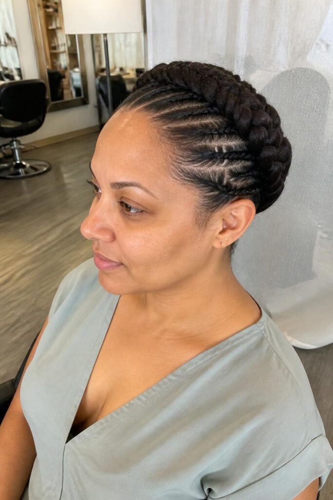 Cornrow rasta crown braid