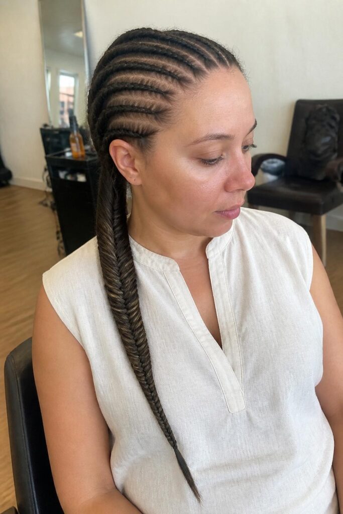 Cornrow rasta fishtail braid