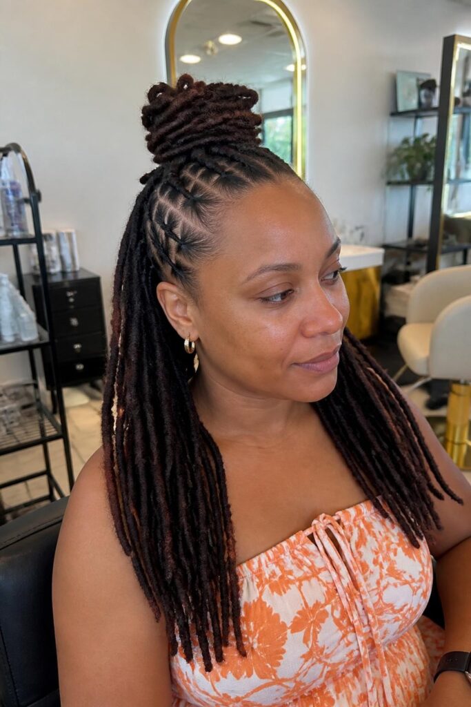 Cornrow rasta half-up half-down