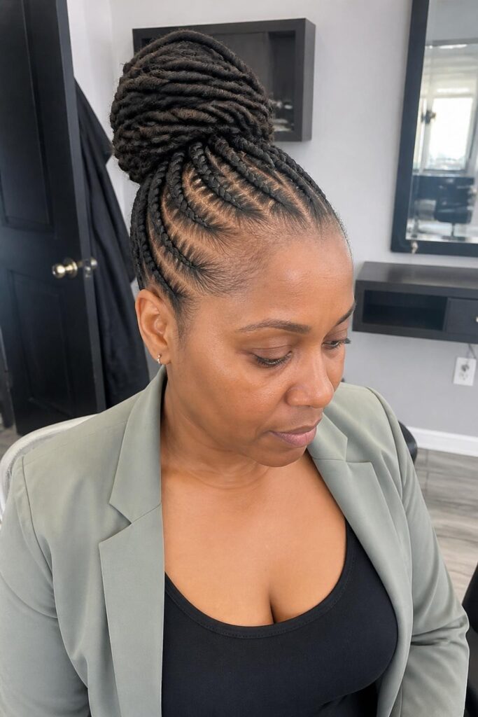Cornrow rasta twisted updo