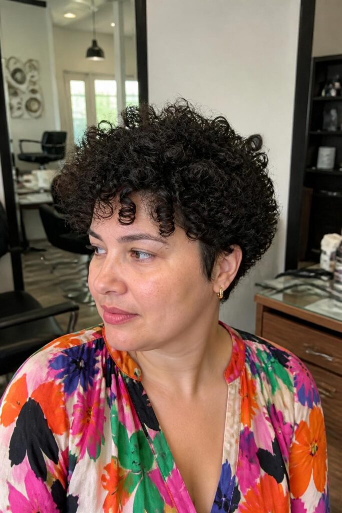 Curly cropped cut with defined curls