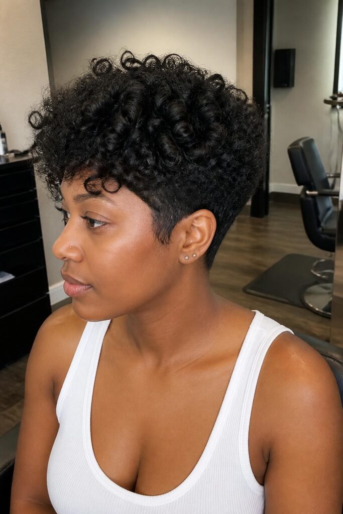 Curly pixie cut