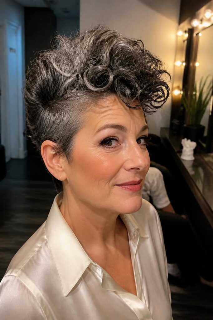 Curly pompadour