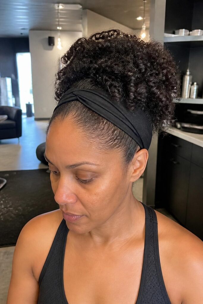 Curly puff with headband