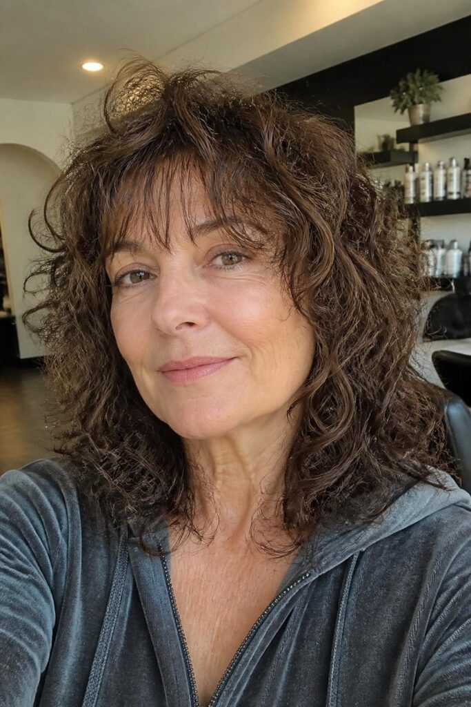 Curly shag with bangs