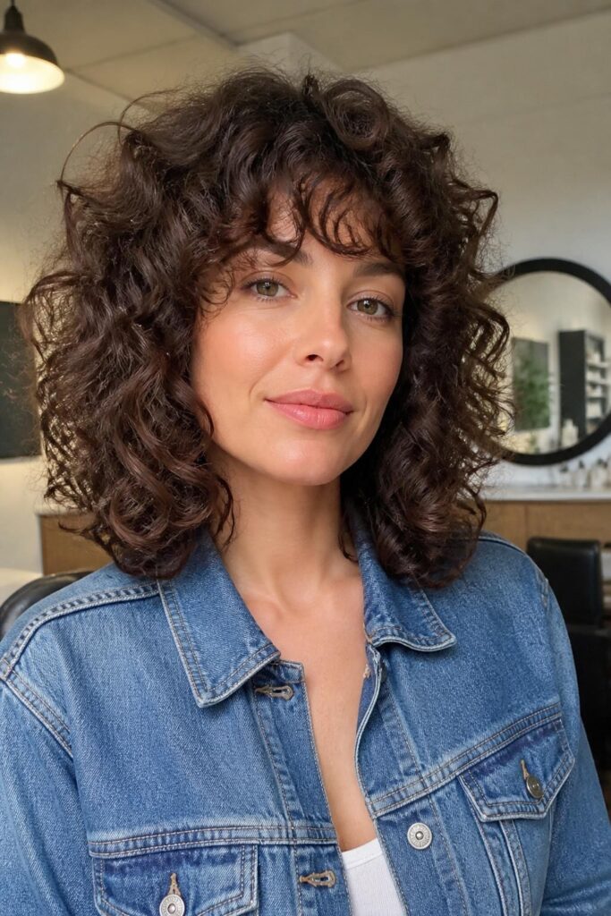 Curly shag with bangs