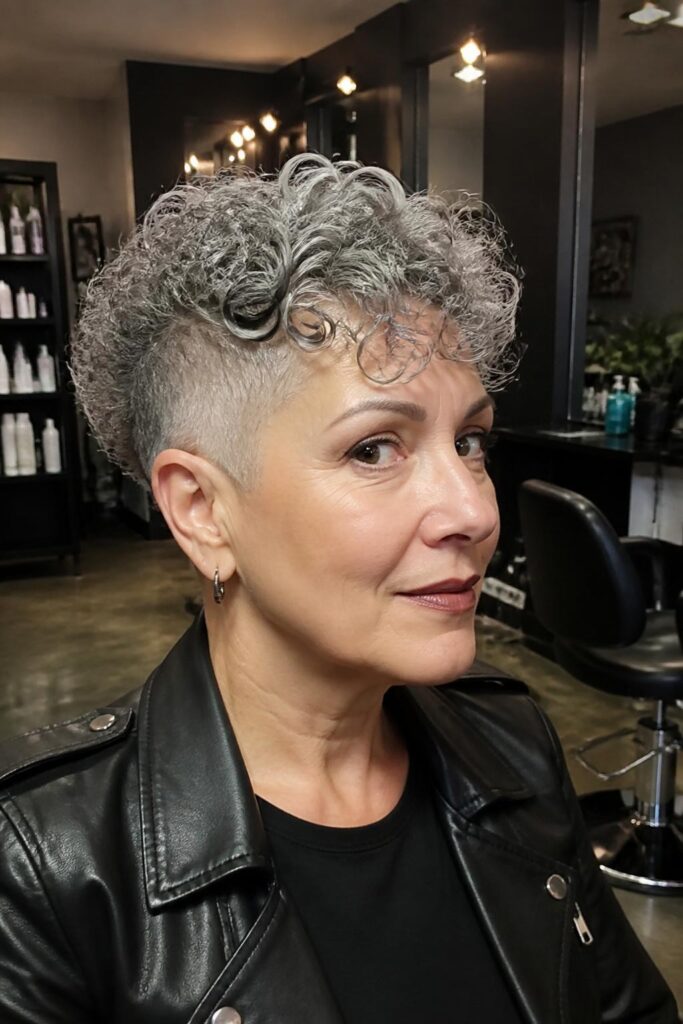Curly undercut pixie