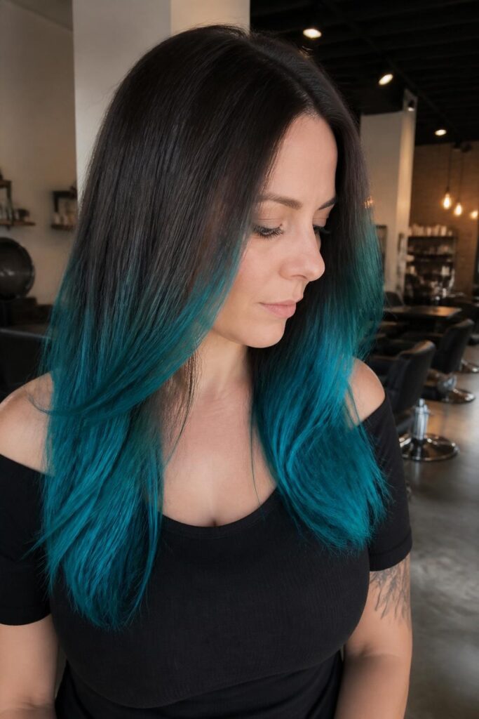 Dark brown to teal ombre