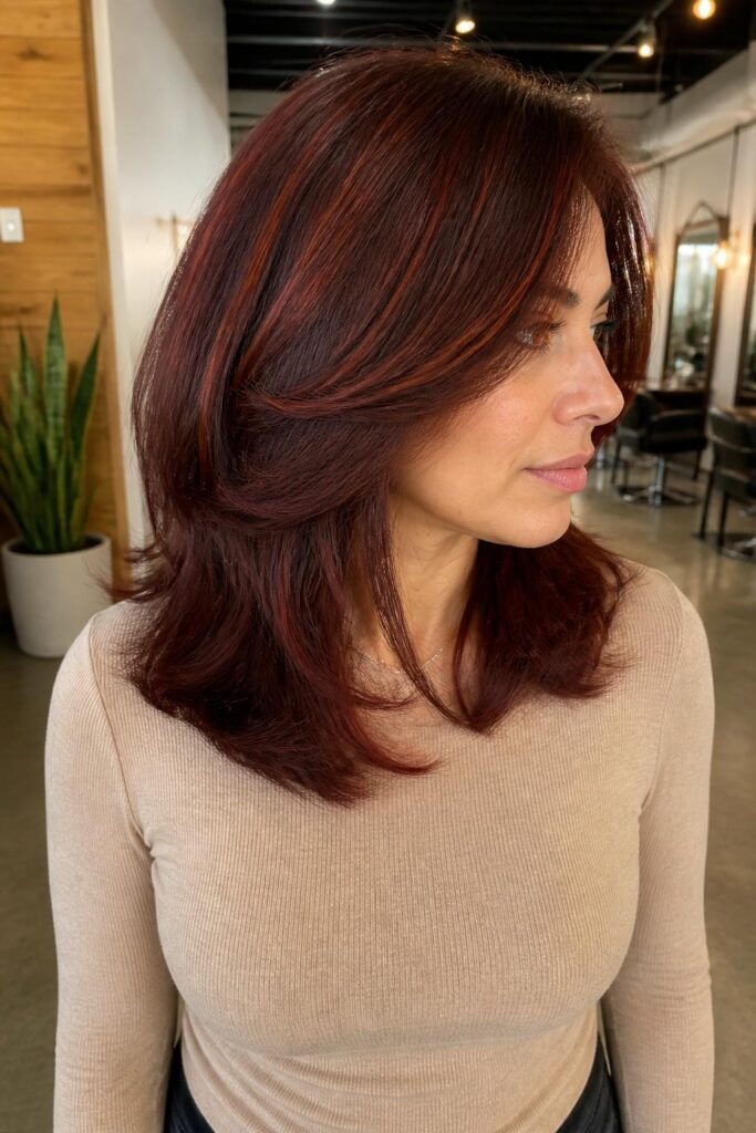 Dark cherry coke with copper tones