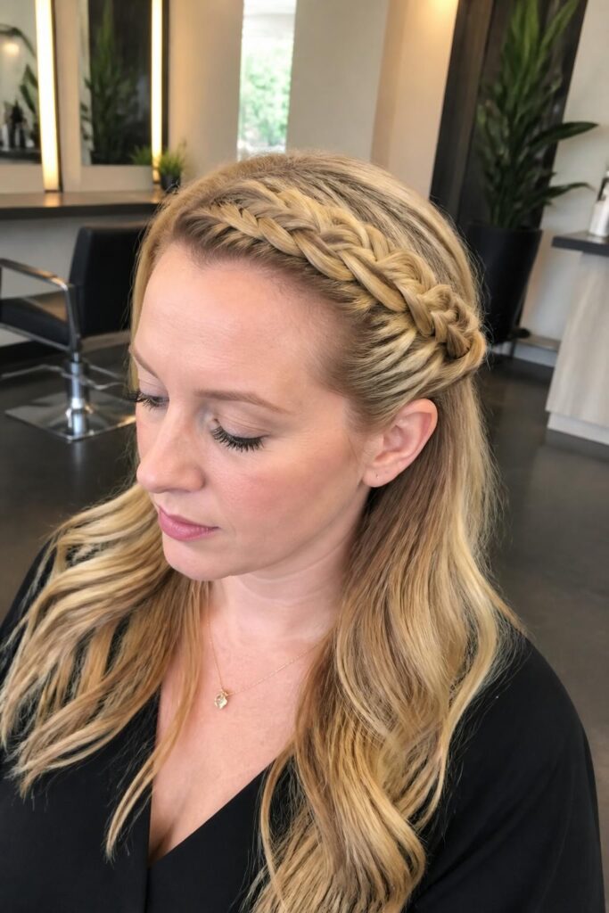 Dutch braid crown