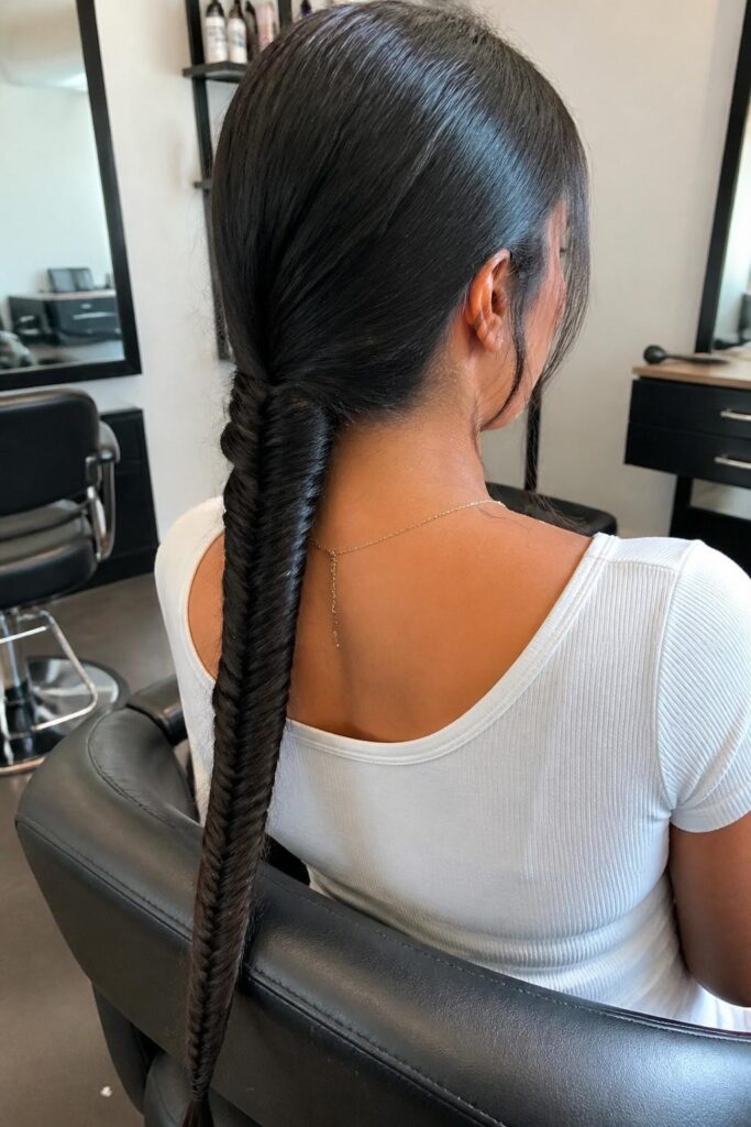 Fishtail braid ponytail