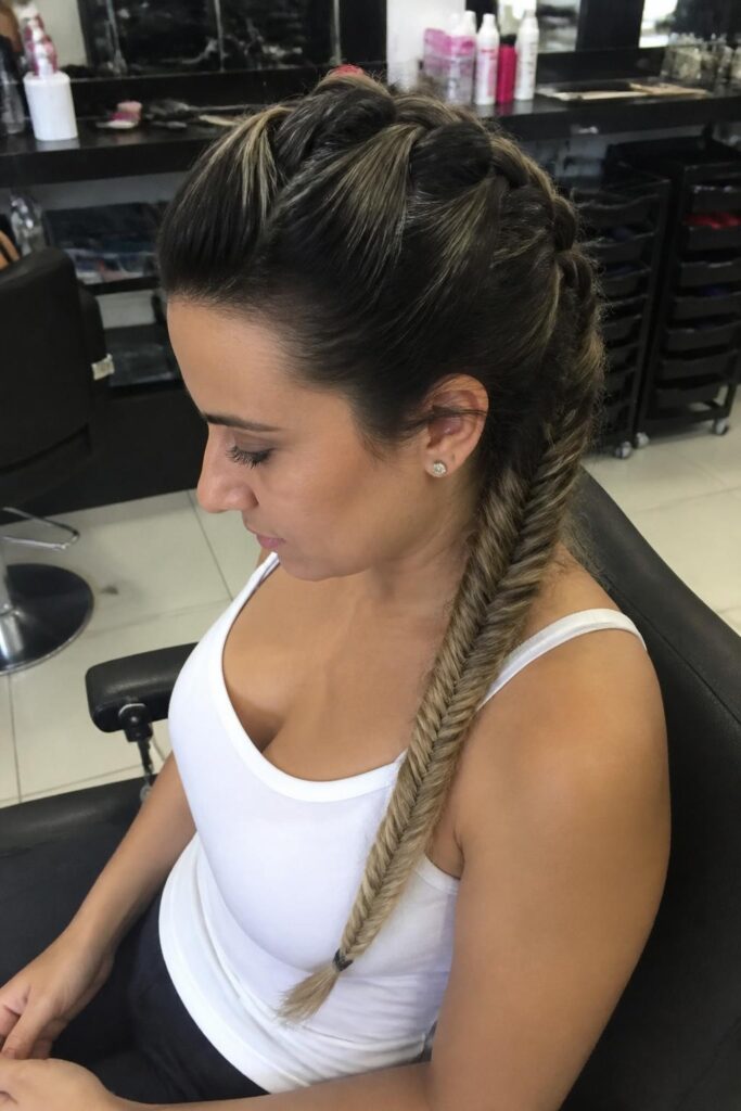 Fishtail french braid ponytail