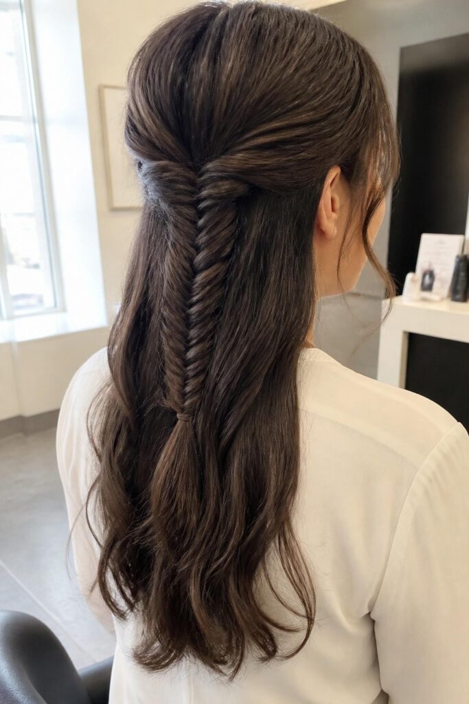 Fishtail half updo