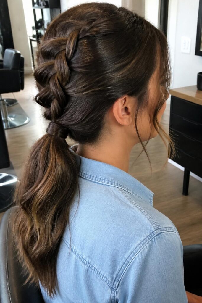 French braid half ponytail