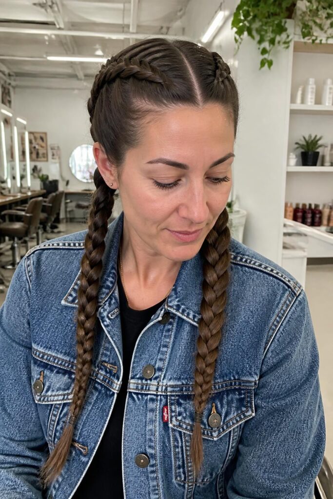 French braid pigtails