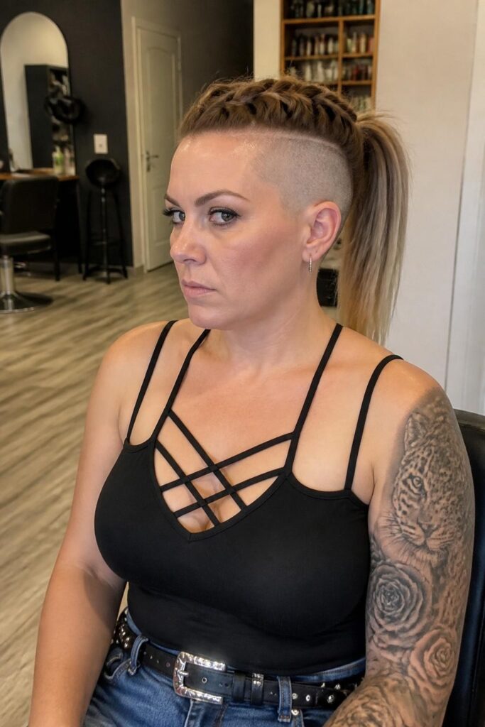 French braid ponytail with undercut