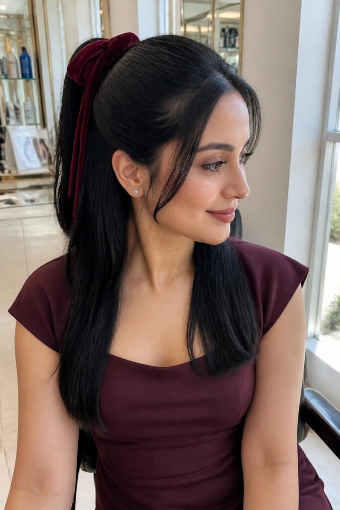 Half pony with a ribbon wrap