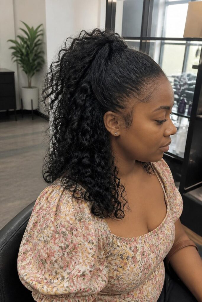 Half up half down curls