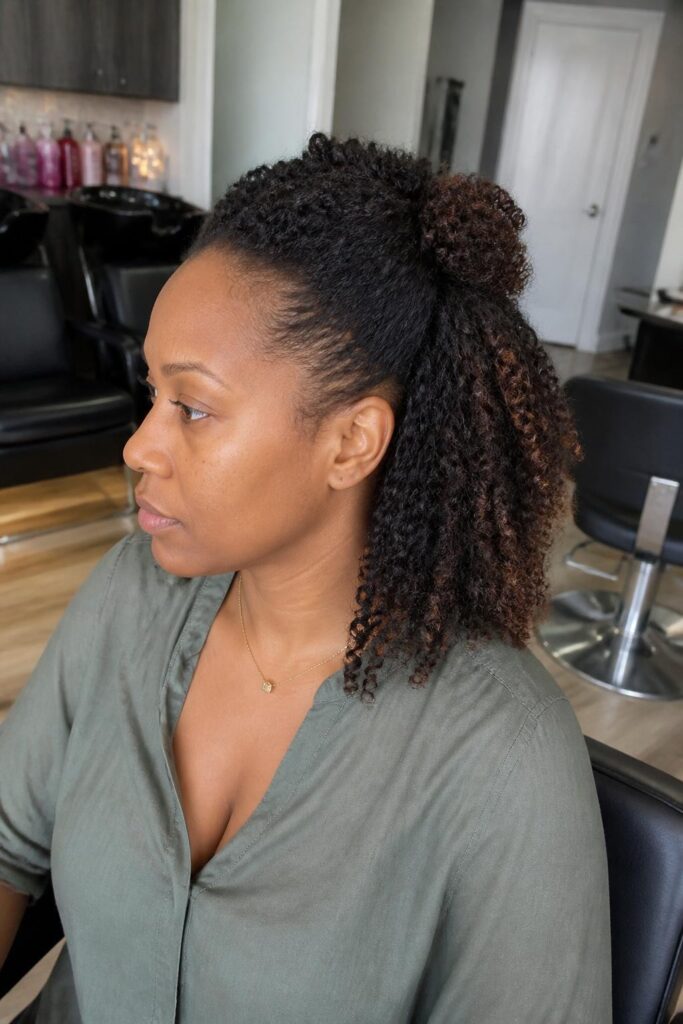 Half up half down with curls